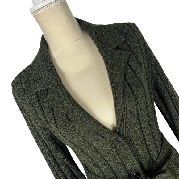 Vintage Distinctive Olive Green Belted Cardigan Dark Academia Cottagecore S - Picture 3 of 9